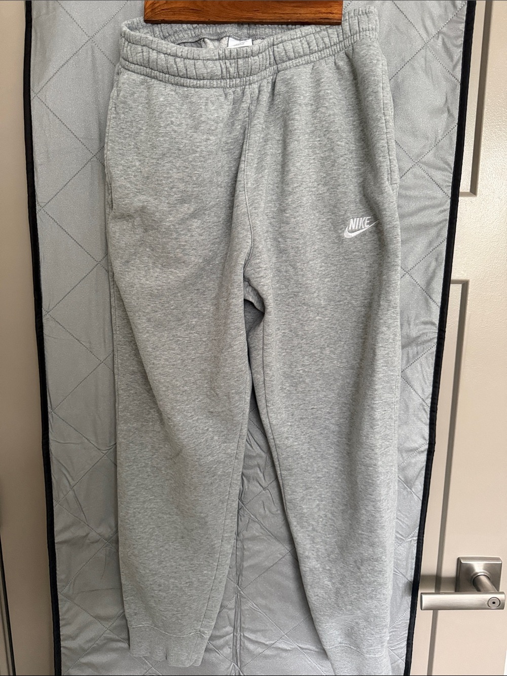 Nike Gray Fleece Joggers with White Swoosh